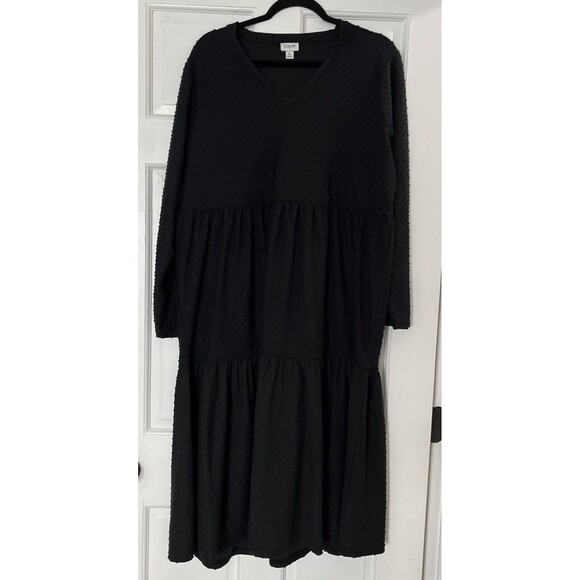 J. Crew Dresses & Skirts - J Crew Midi Dress XL Black Tiered Swiss Dot Preppy Cottage Core Lightweight